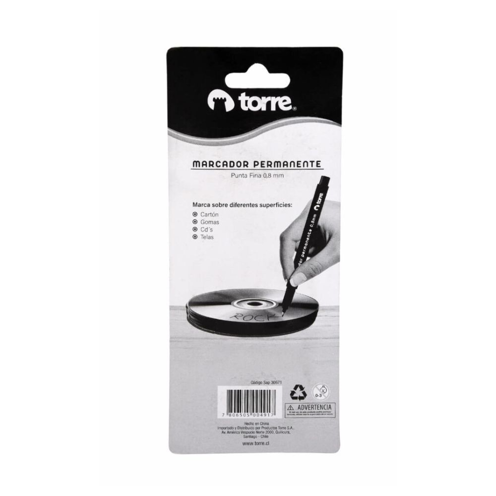 Set De Marcadores Permanentes Punta Fina 4un Torre image number 1.0